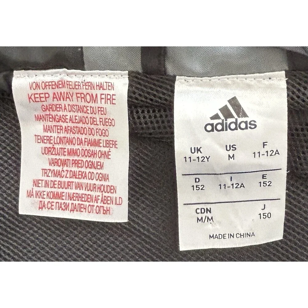 NWOT Adidas Valencia CF Youth Rain Jacket Windbreaker Black Hooded Size M 11-12